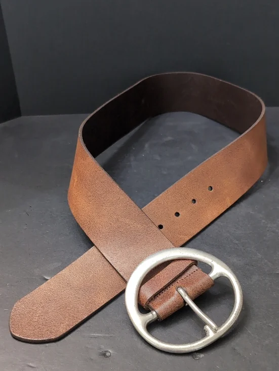 VGT,FH By Fullum & Holt Women's Wide Brown Leather Belt with Brass Buckle. - Picture 1 of 12